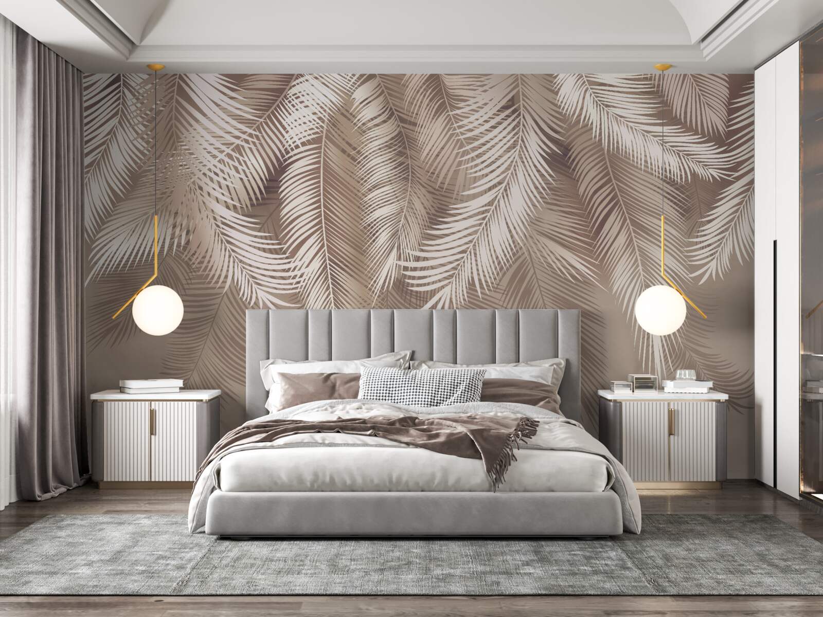 Papier peint grandes feuilles de palmier