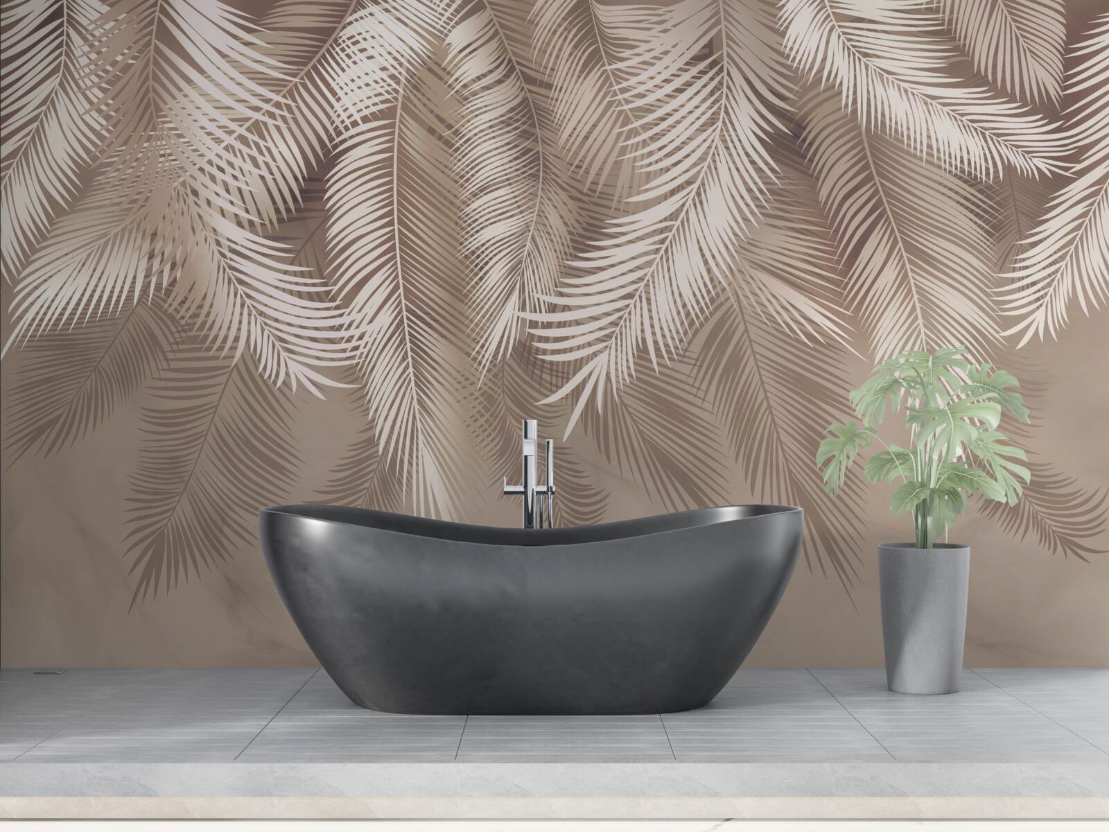 Papier peint grandes feuilles de palmier