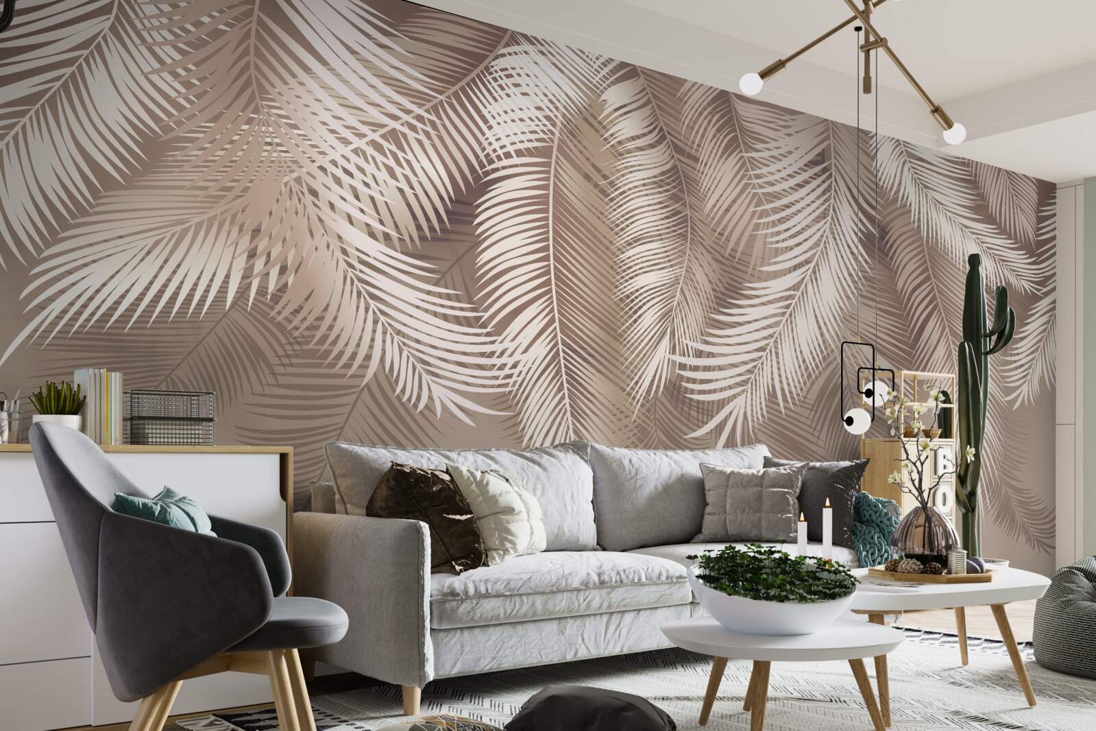 Papier peint grandes feuilles de palmier