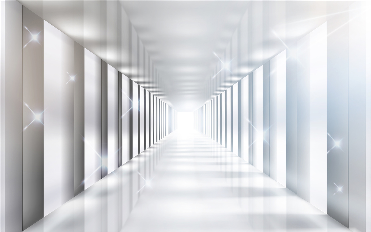 Papier peint tunnel sans fin suspendu au-dessus de la ville