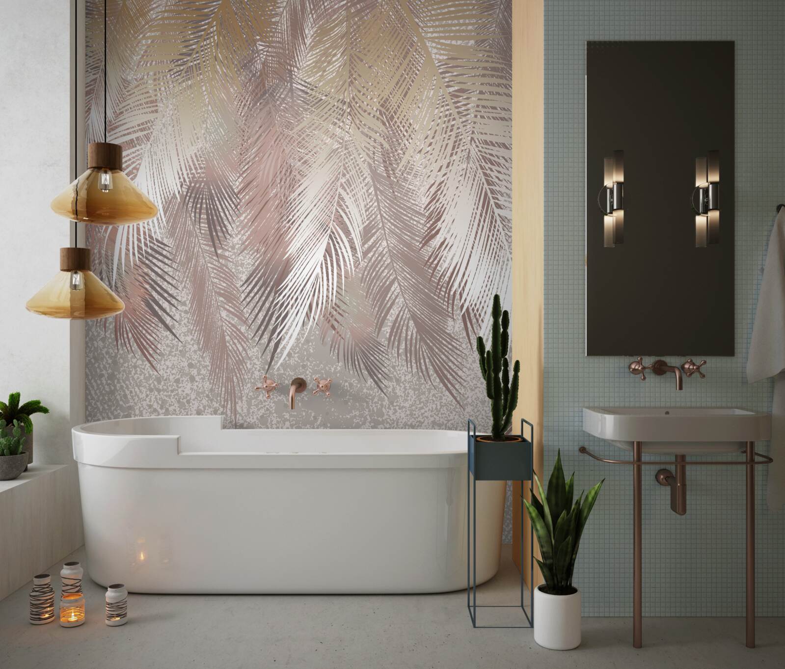 Papier peint des panaches luxuriants en quête d'humidité