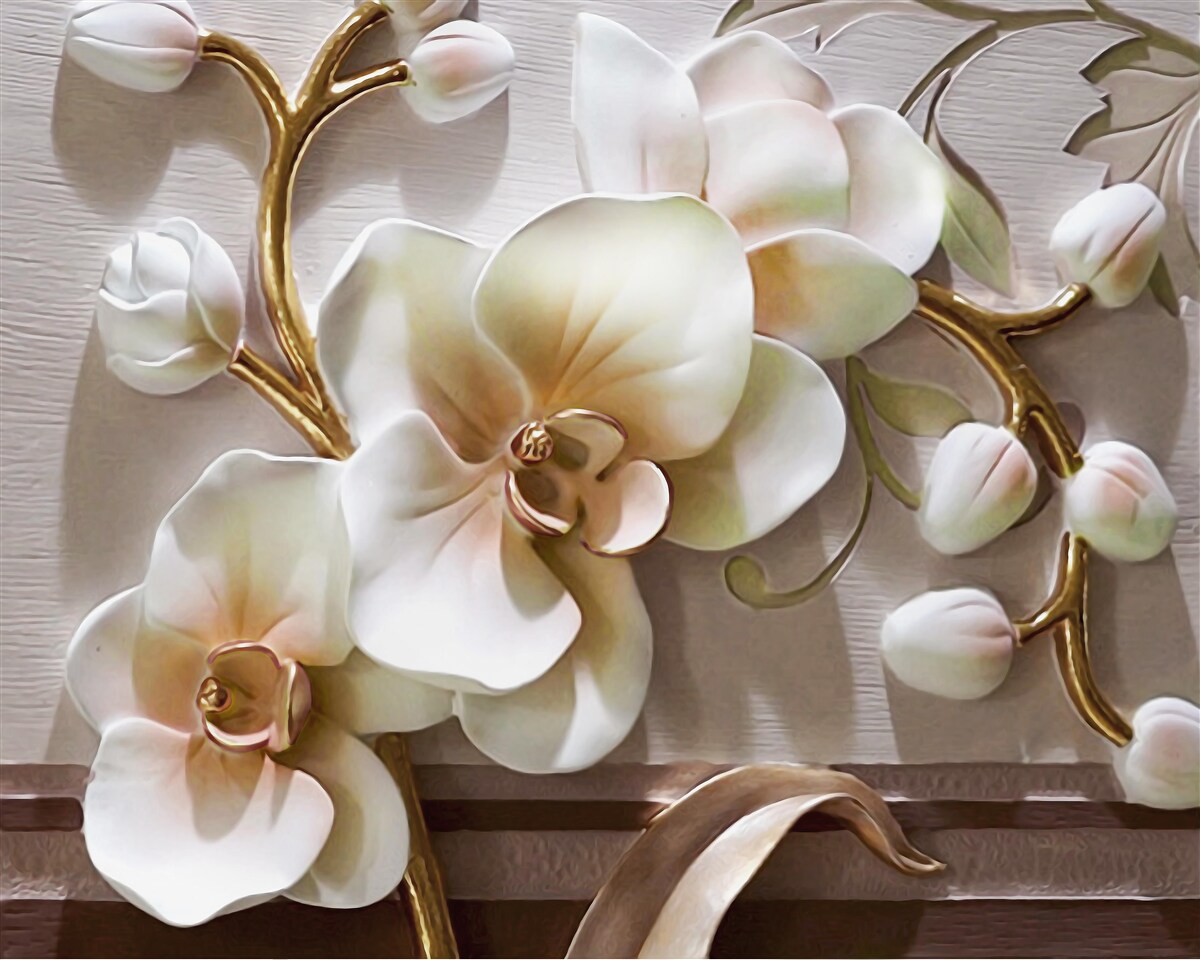 Papier peint les magnifiques branches d'une orchidée blanche comme neige