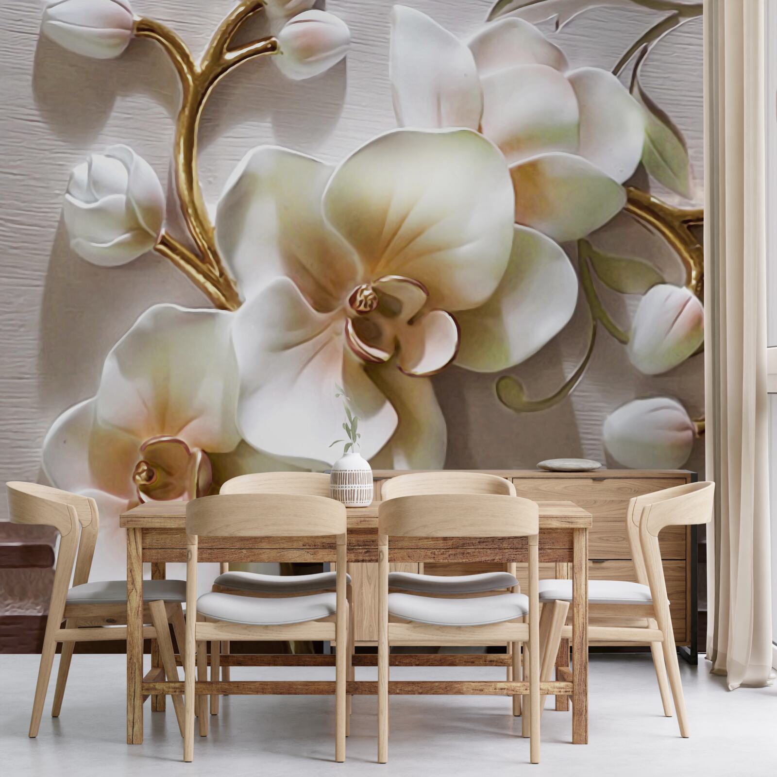 Papier peint les magnifiques branches d'une orchidée blanche comme neige