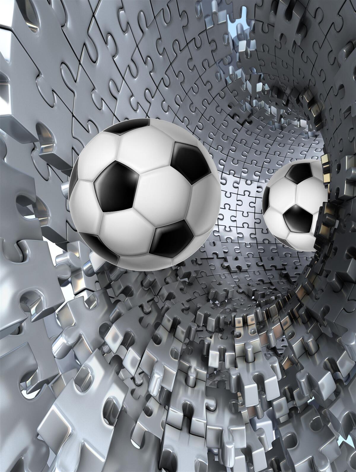 Papier peint des fragments de la mosaïque de vortex entourent un ballon de football