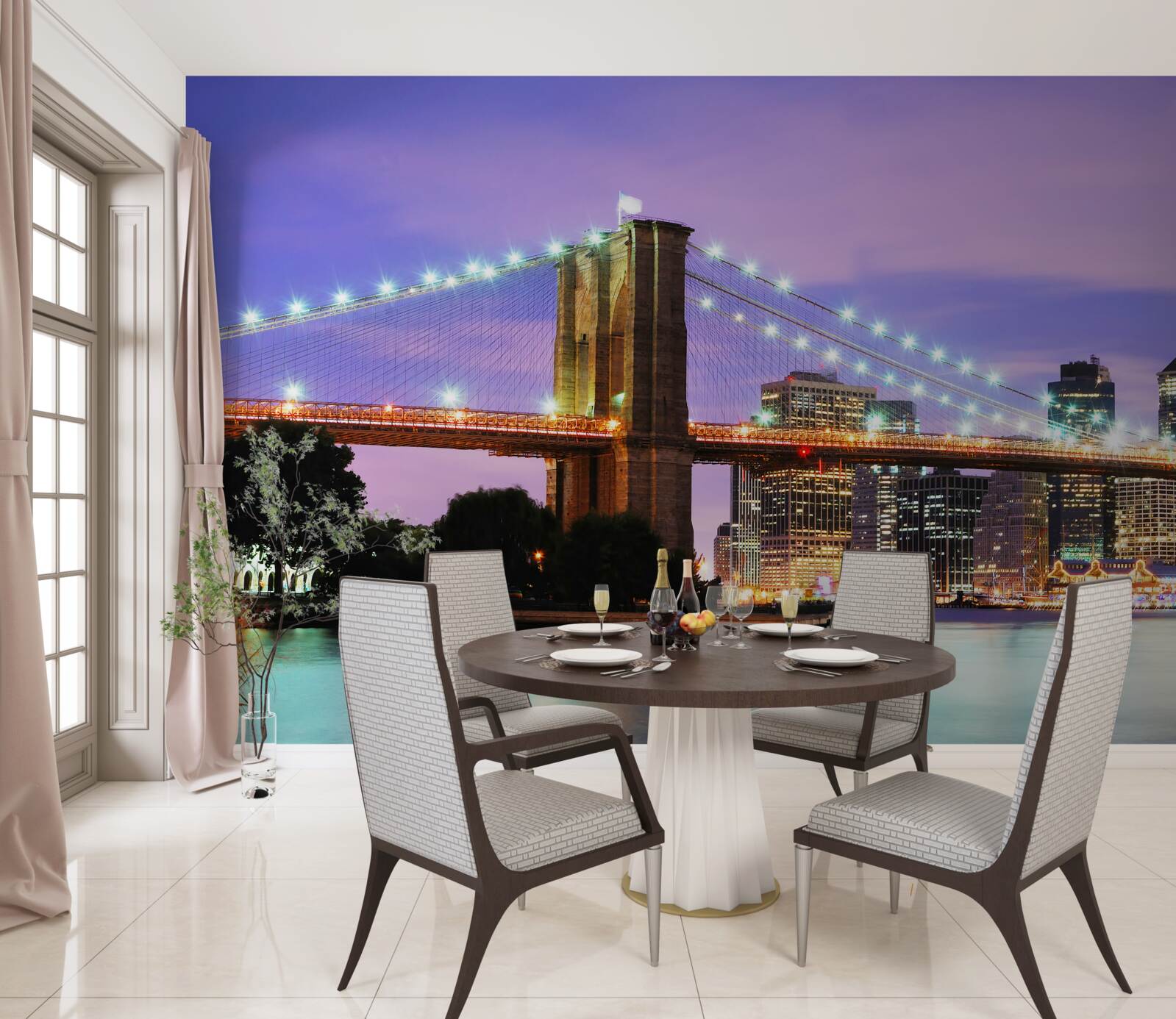 Papier peint vue de manhattan la nuit