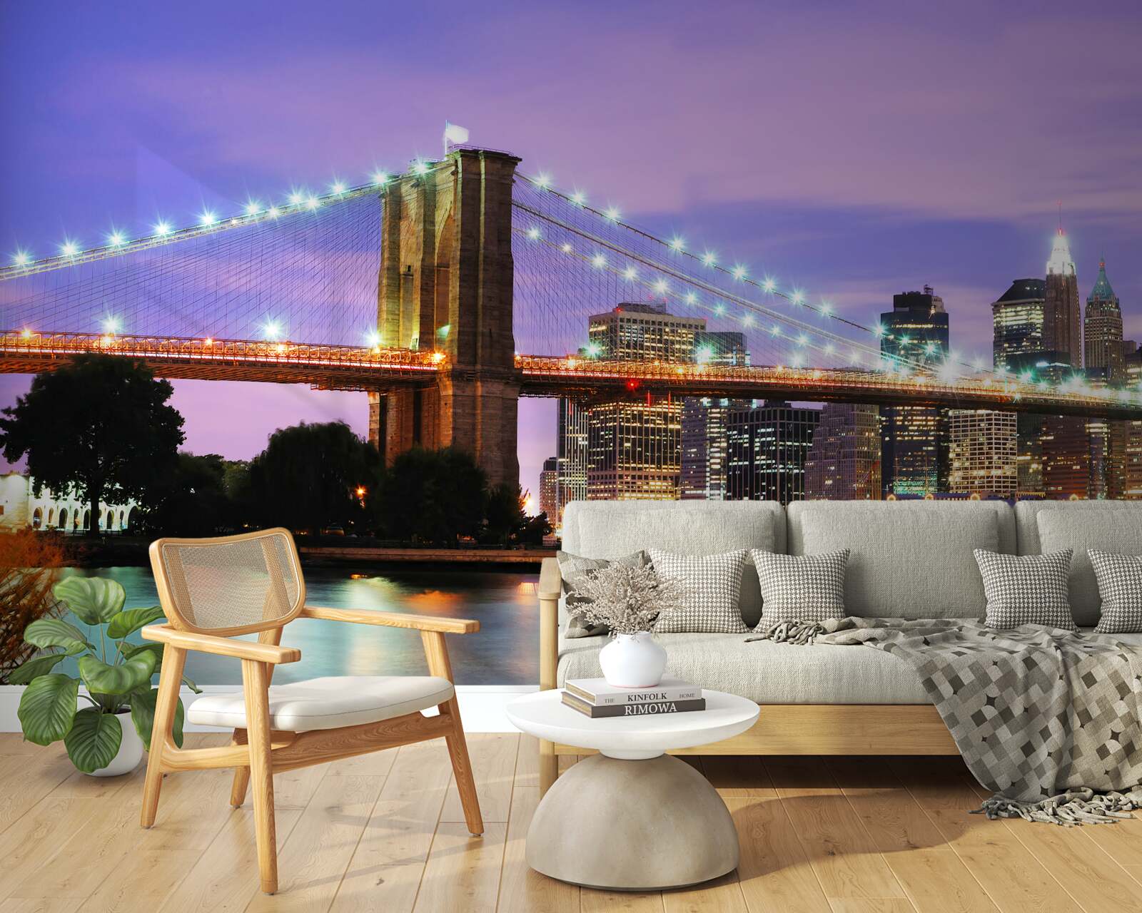 Papier peint vue de manhattan la nuit