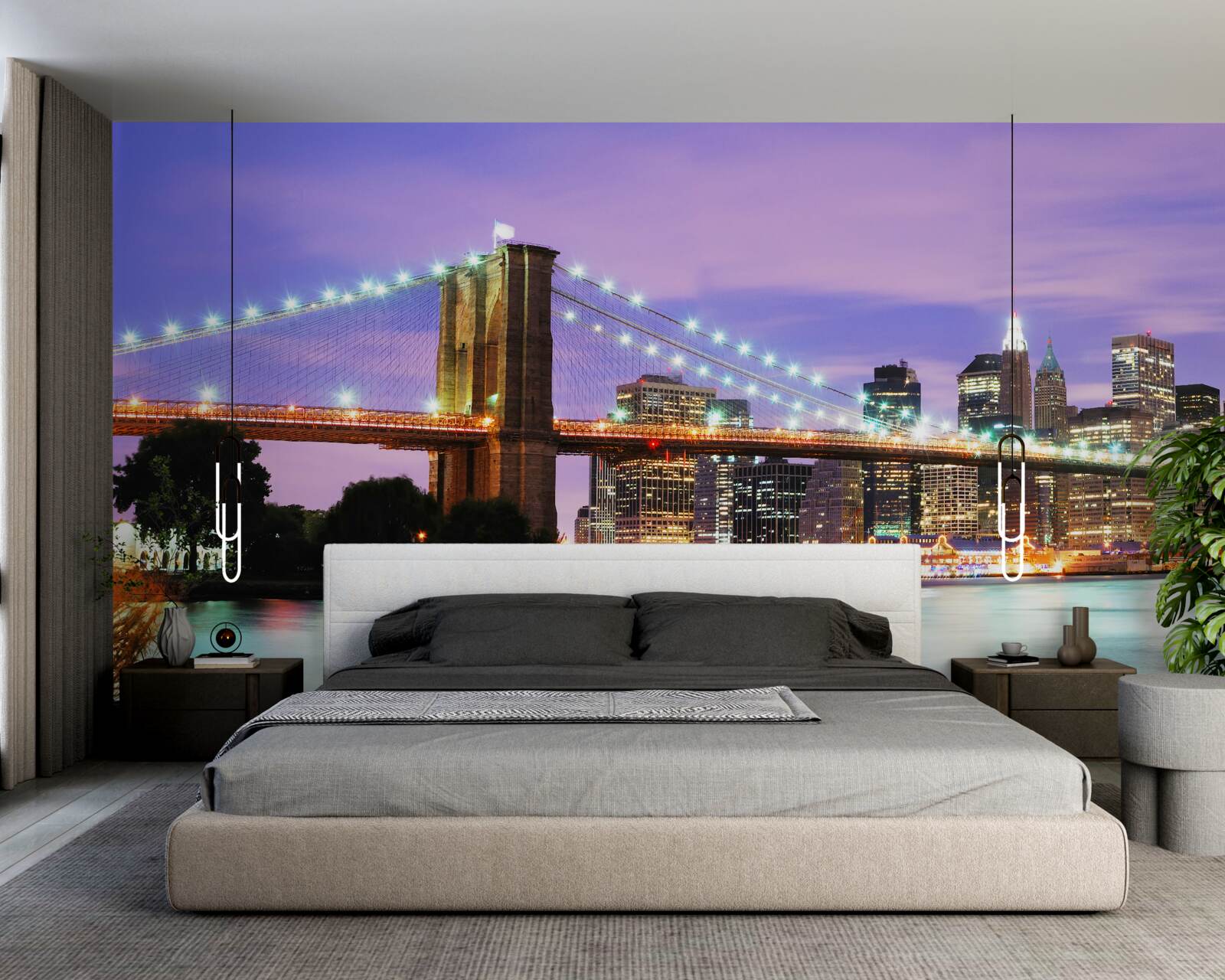 Papier peint vue de manhattan la nuit