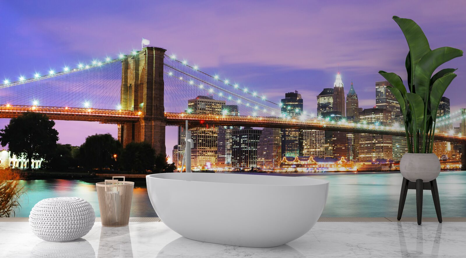 Papier peint vue de manhattan la nuit