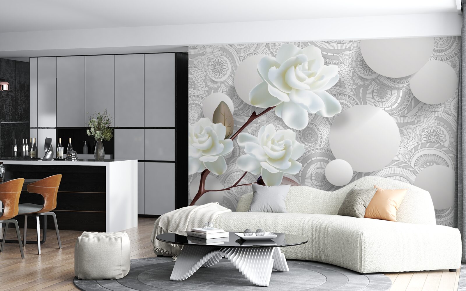 Papier peint la beauté des boutons de fleurs blanches se reflète dans l'eau