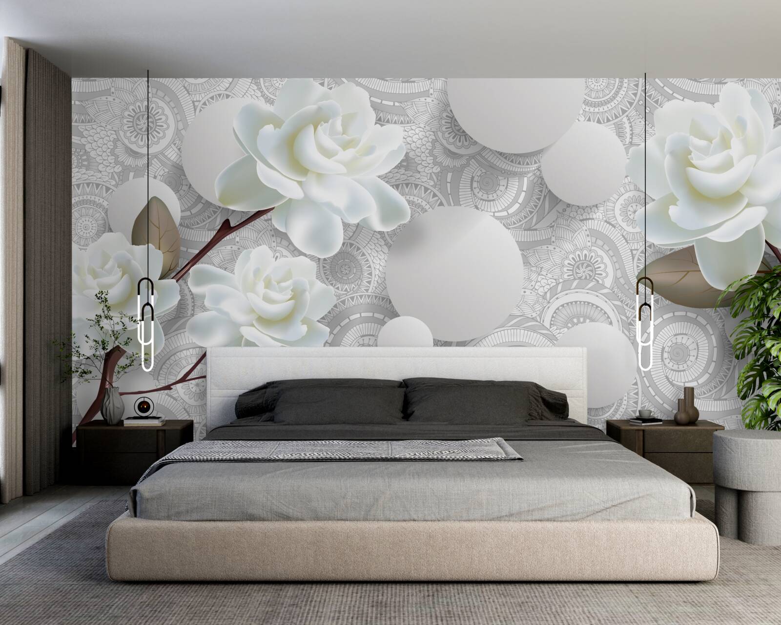 Papier peint la beauté des boutons de fleurs blanches se reflète dans l'eau