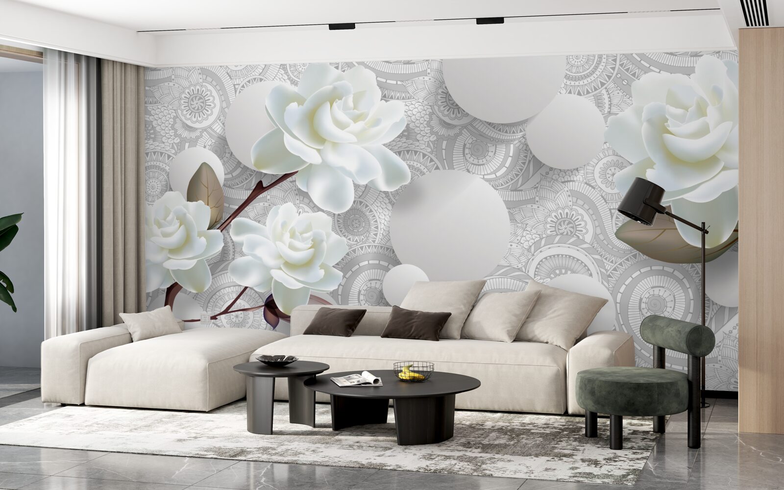 Papier peint la beauté des boutons de fleurs blanches se reflète dans l'eau