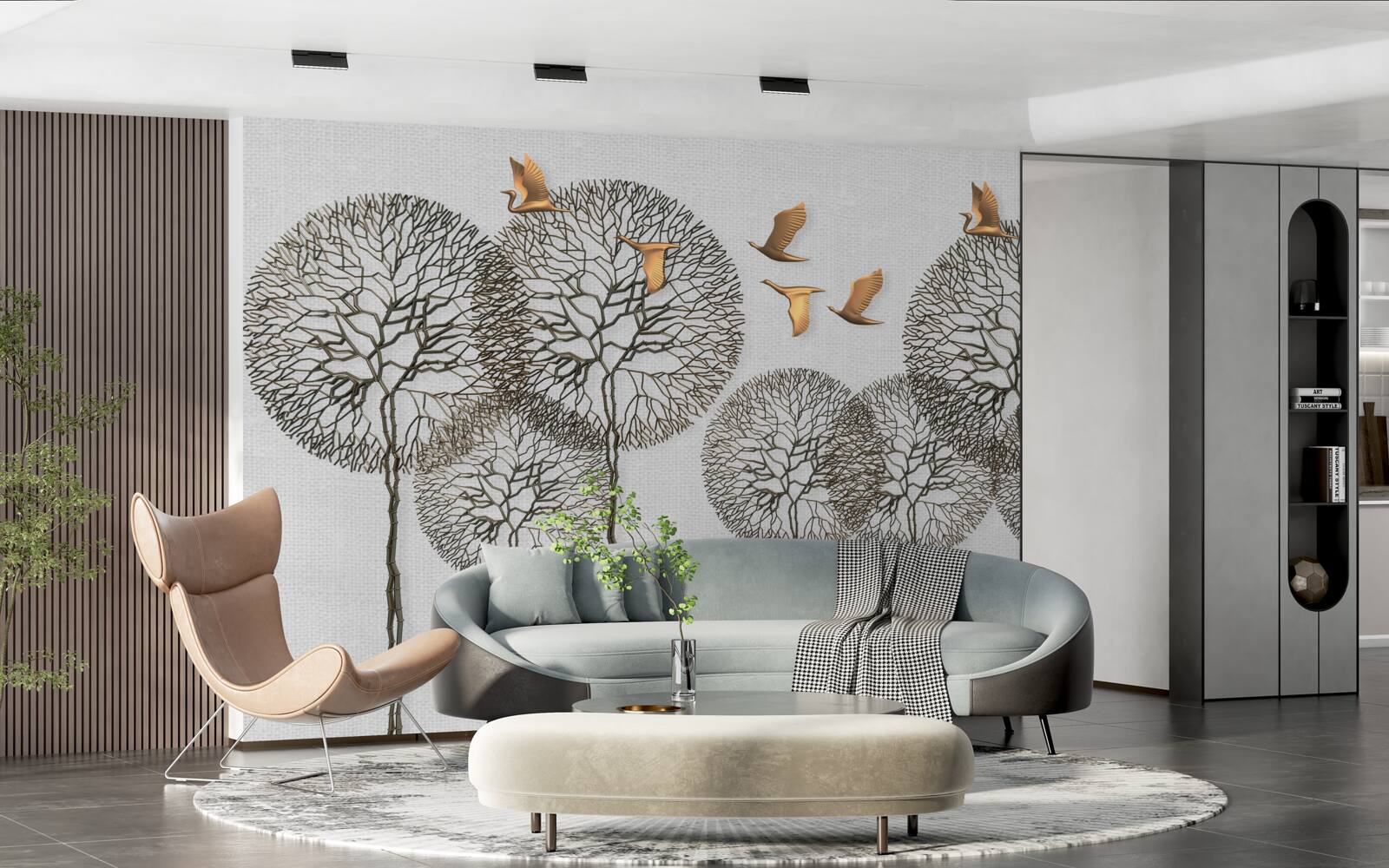 Papier peint papillons et mille-pattes