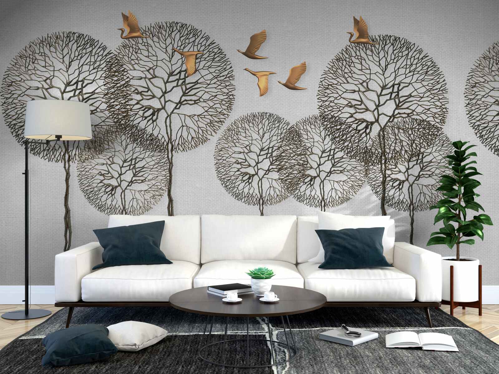 Papier peint papillons et mille-pattes