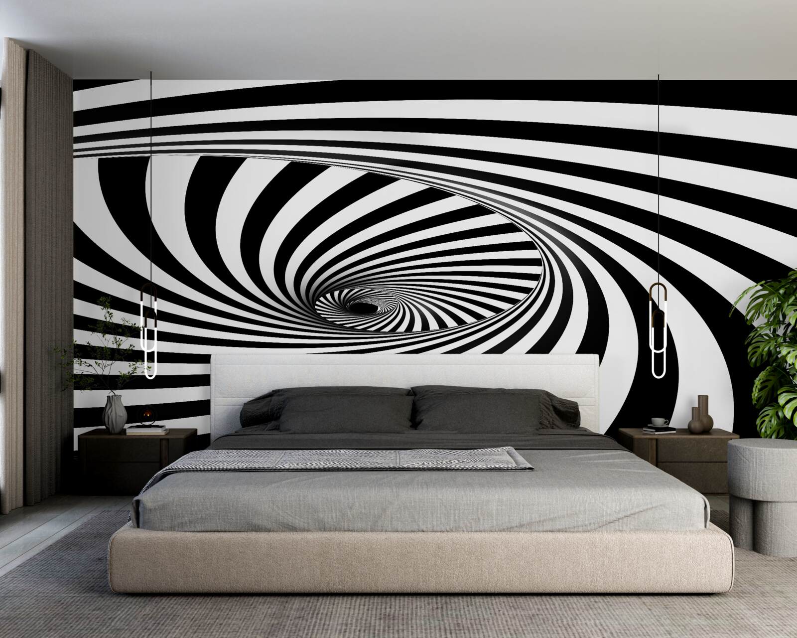 Papier peint Le vortex absorbe des bandes blanches et noires