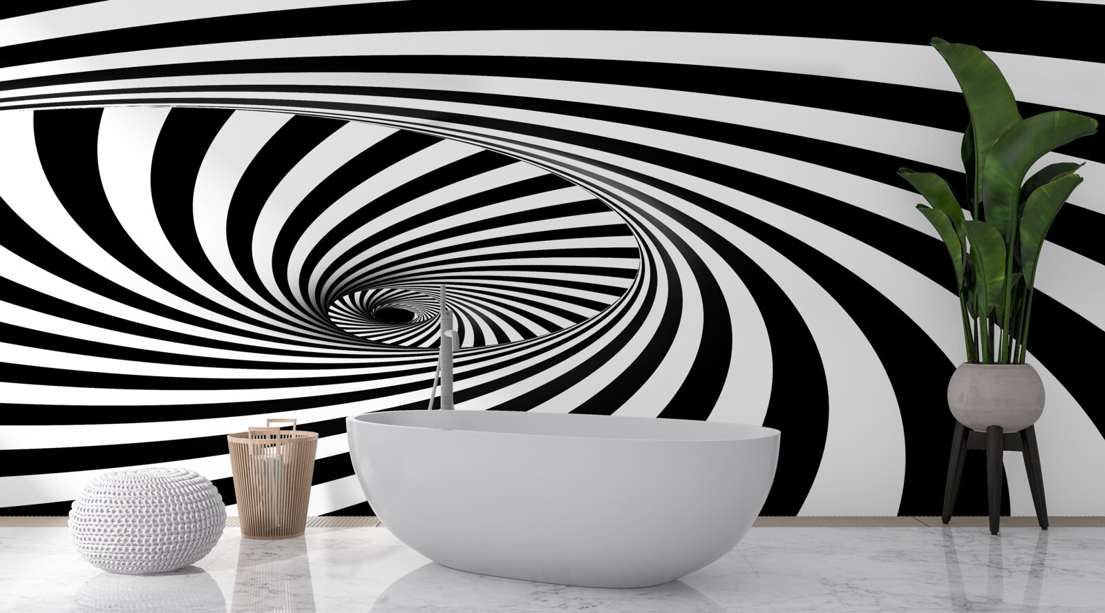 Papier peint Le vortex absorbe des bandes blanches et noires