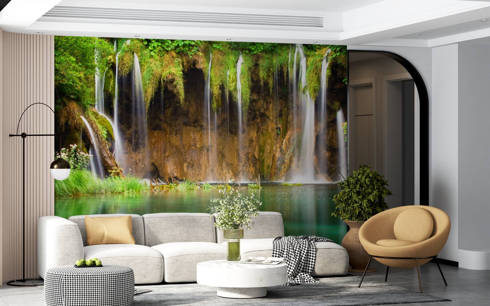 Papier peint une belle cascade dans les montagnes