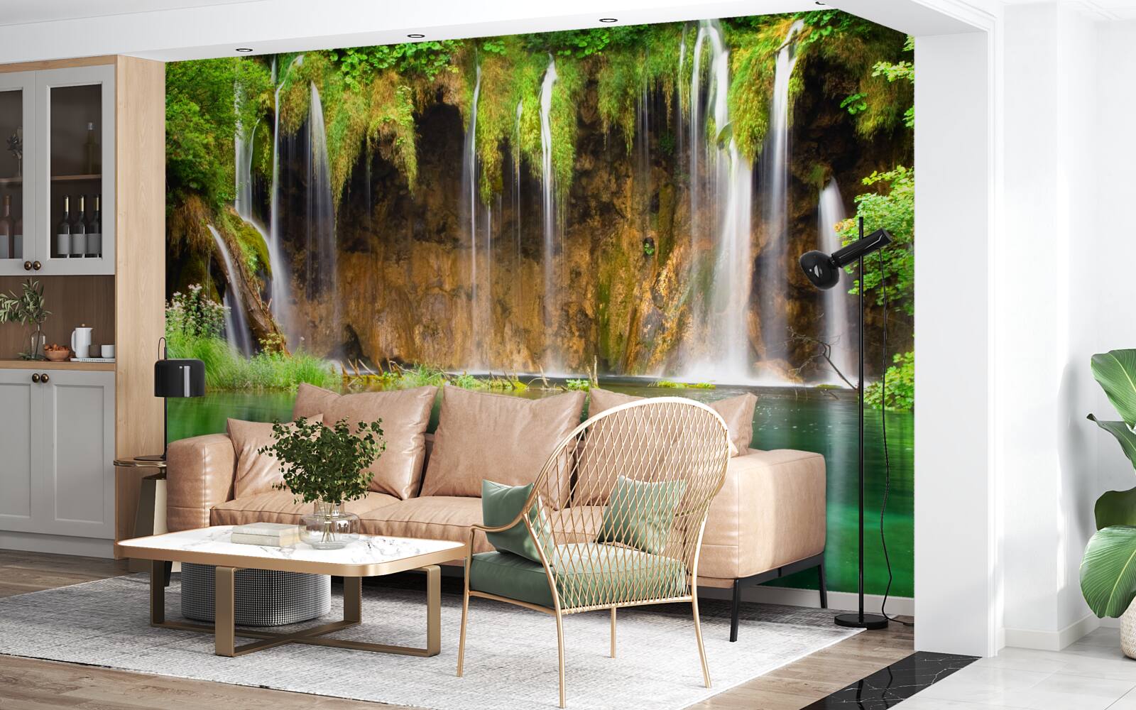 Papier peint une belle cascade dans les montagnes