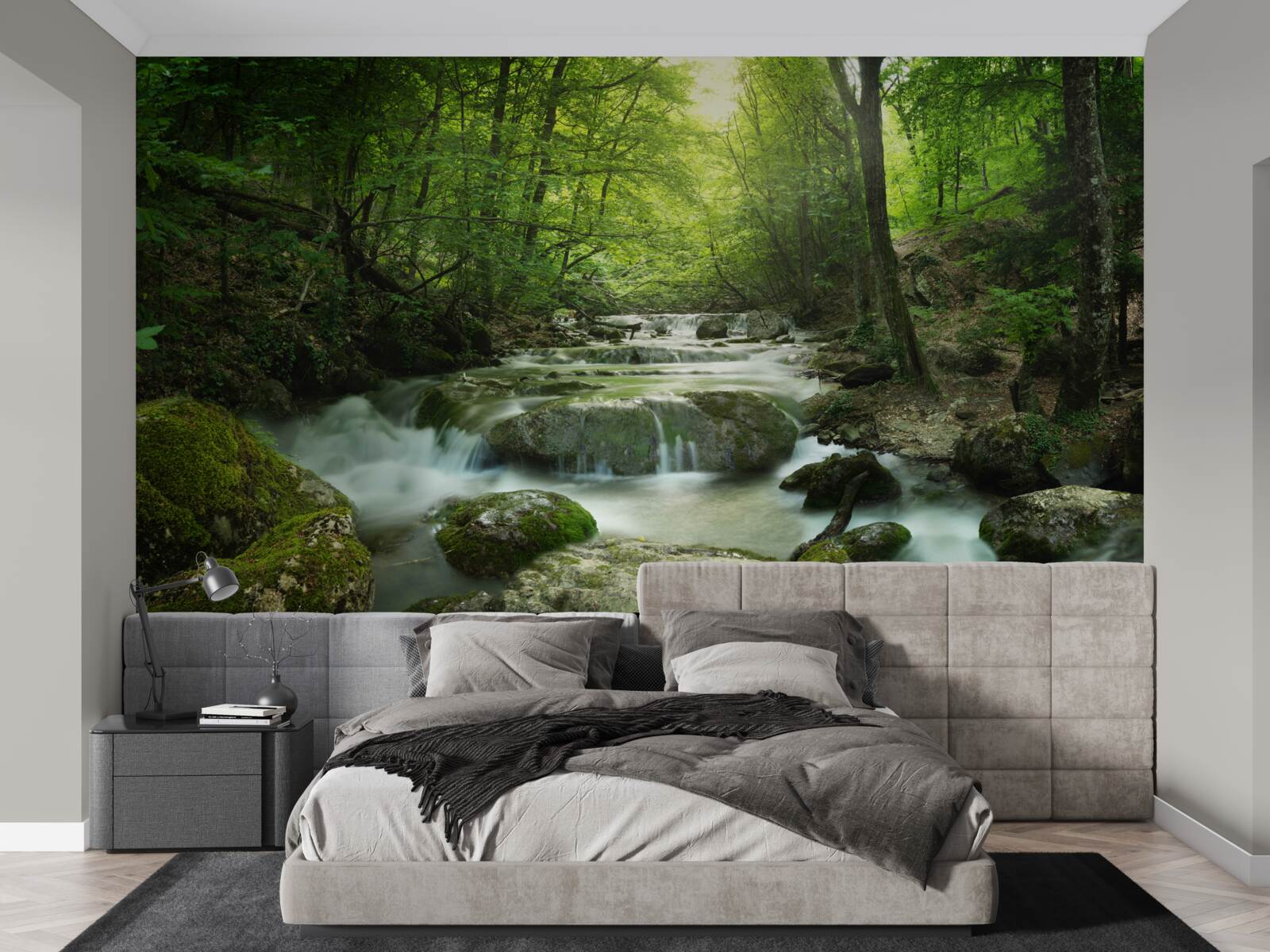 Papier peint les eaux calmes d'une cascade forestière