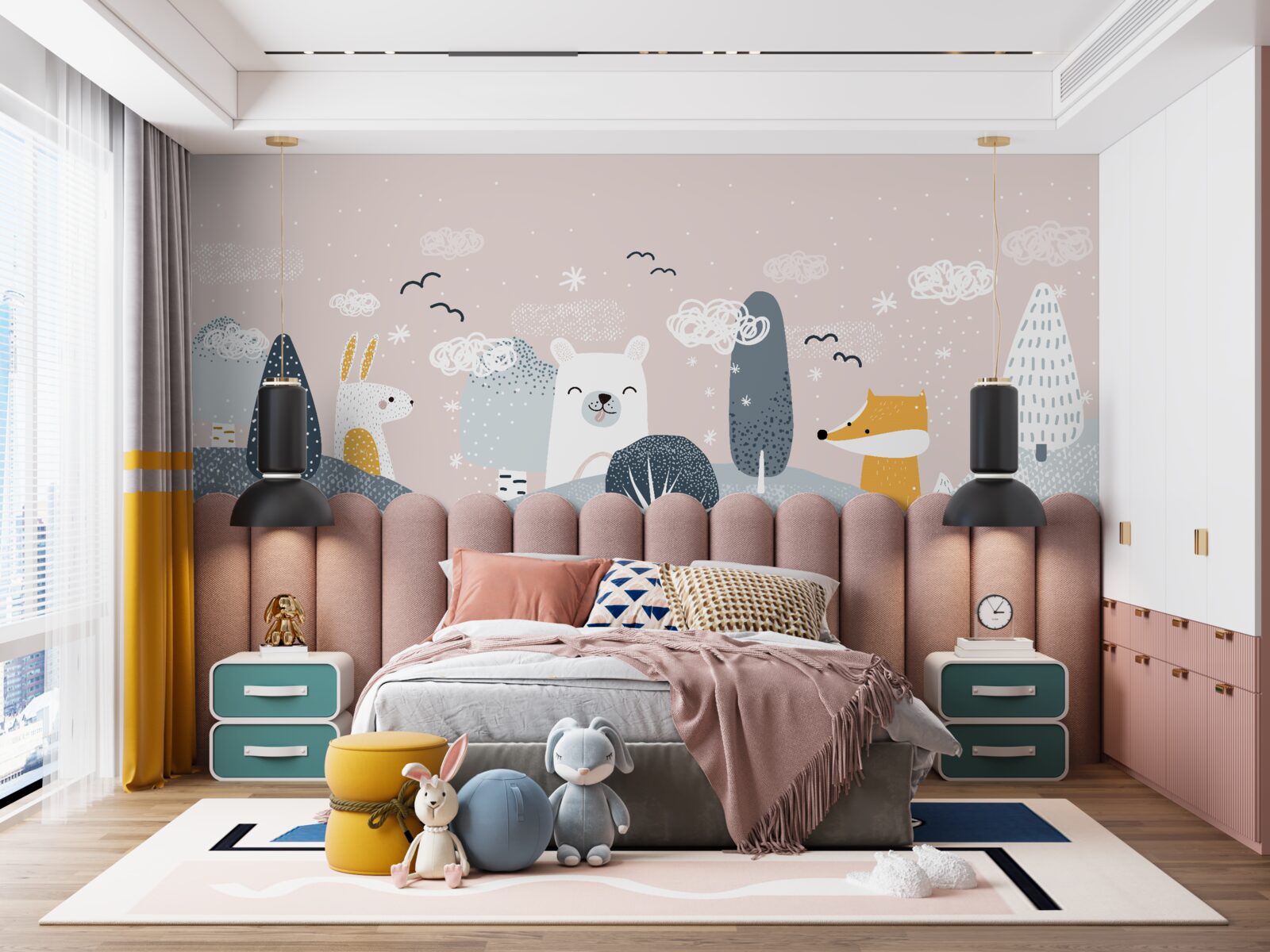 Papier peint animaux représentés dans la forêt