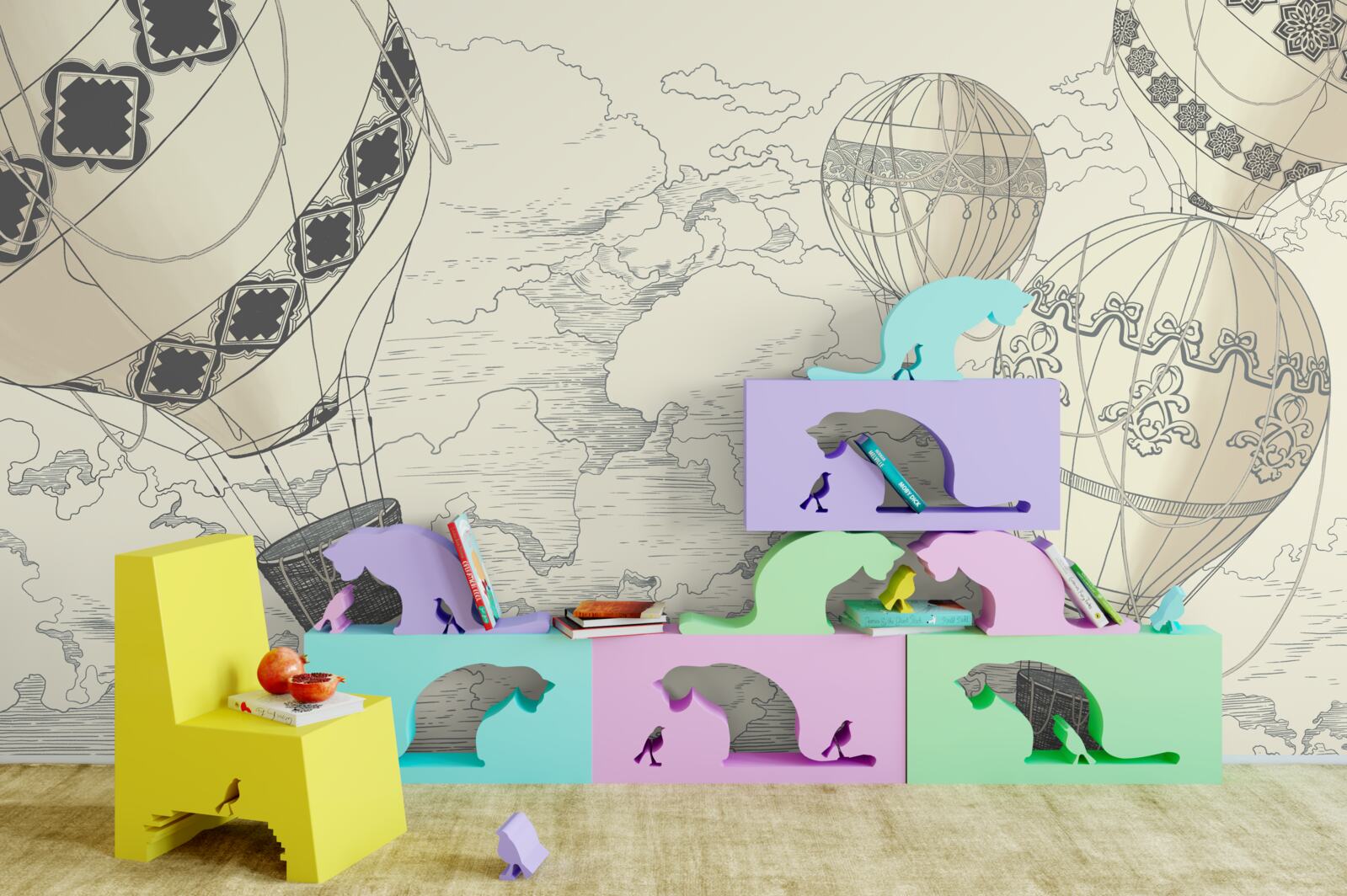 Papier peint les ballons flottent dans le ciel