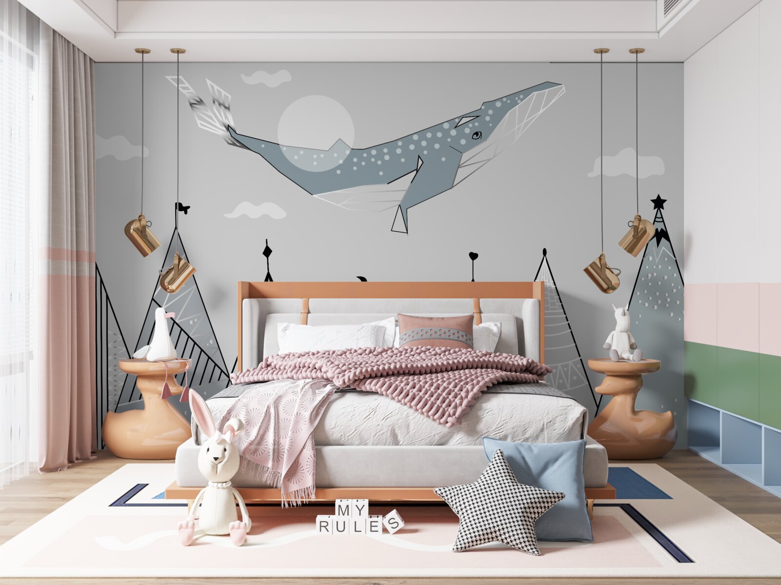 Papier peint Le cachalot survole les montagnes