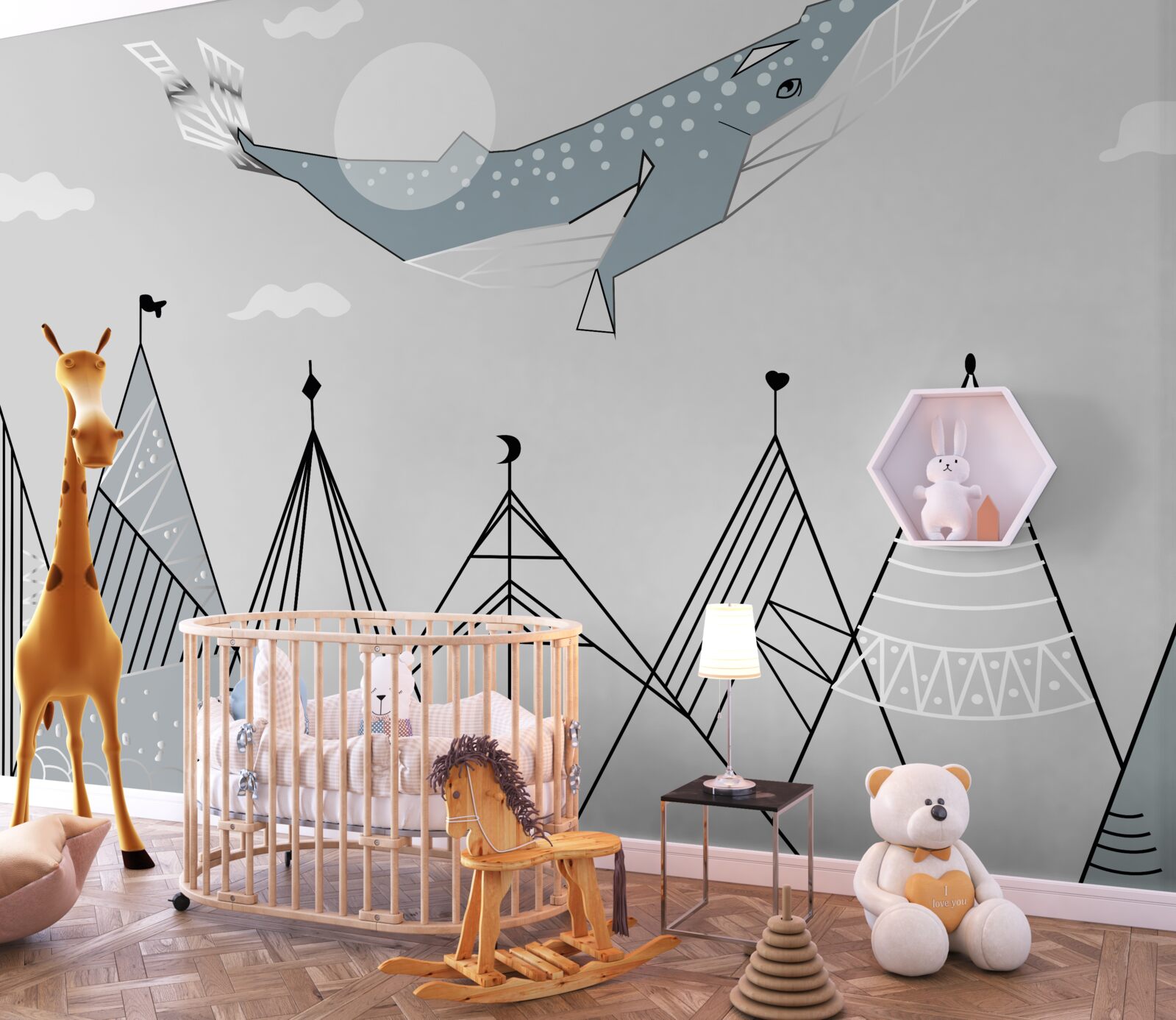 Papier peint Le cachalot survole les montagnes