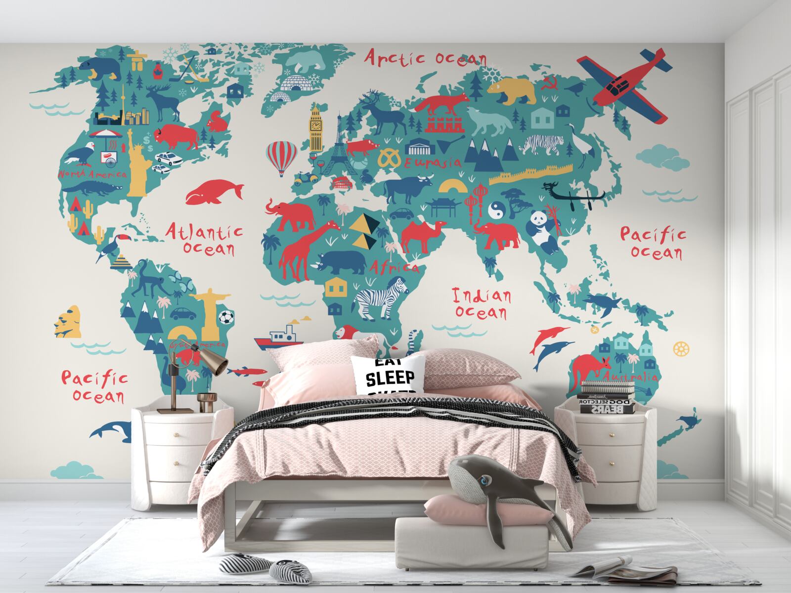 Papier peint une carte du monde aux couleurs vives