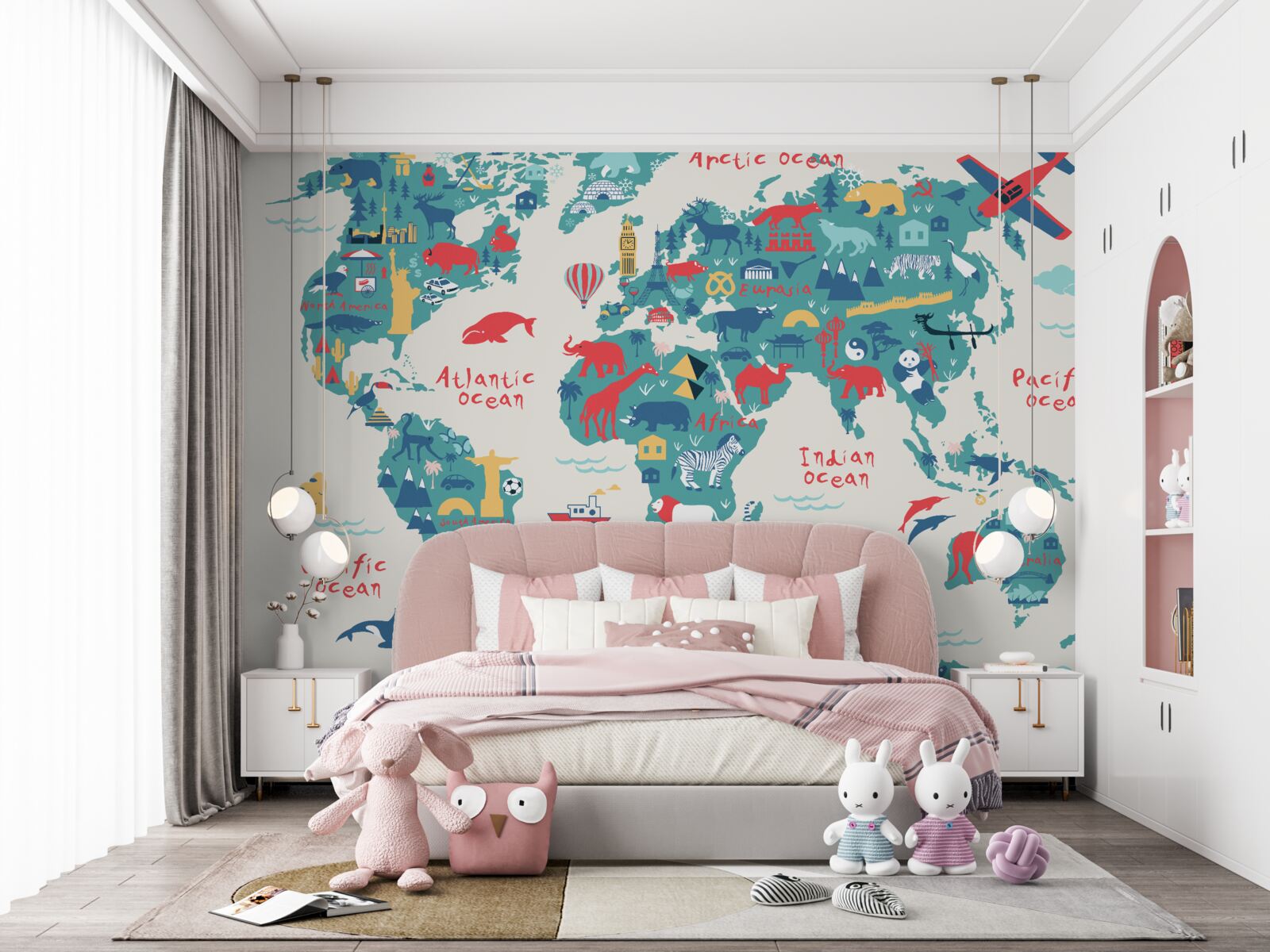 Papier peint une carte du monde aux couleurs vives