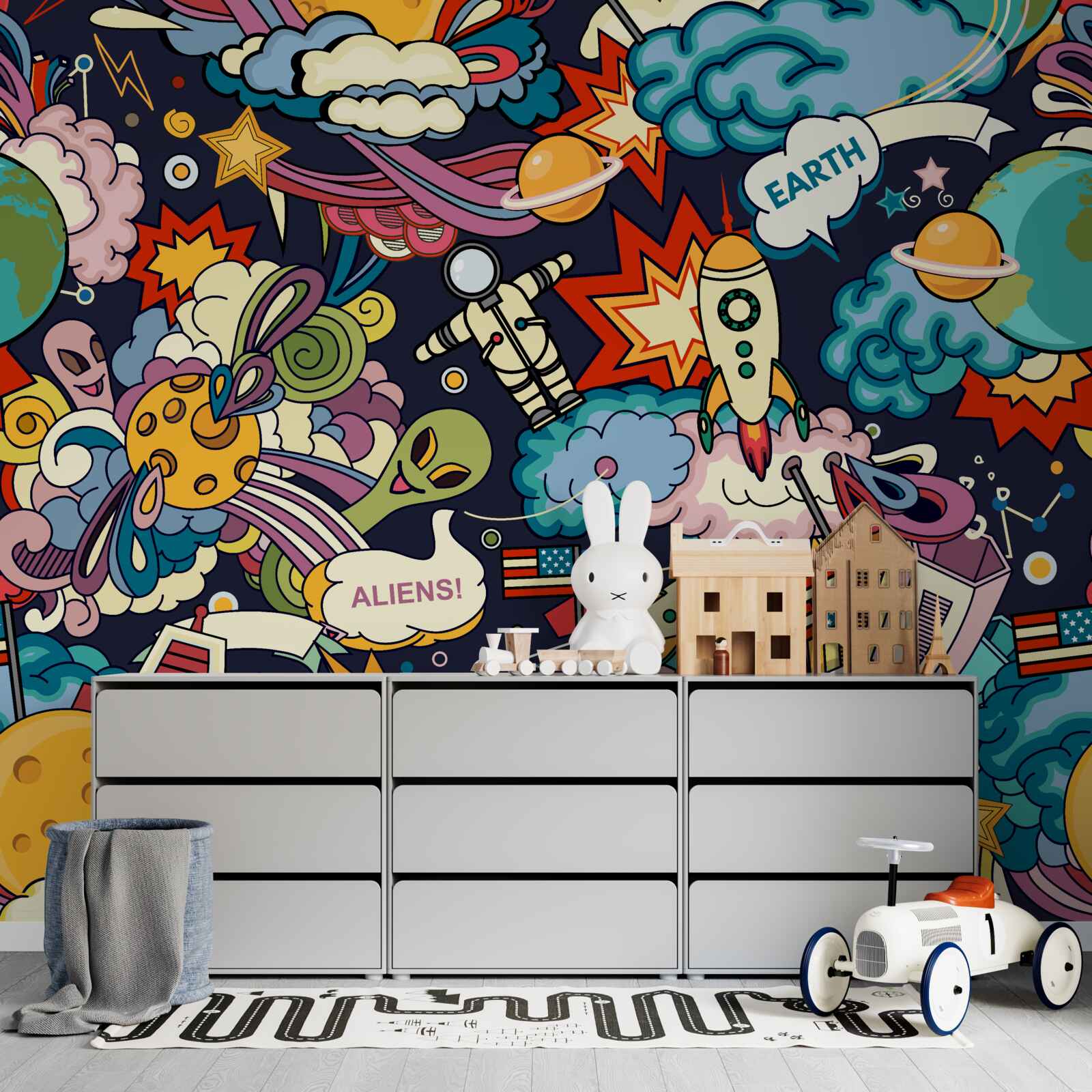 Papier peint graffitis colorés et lumineux