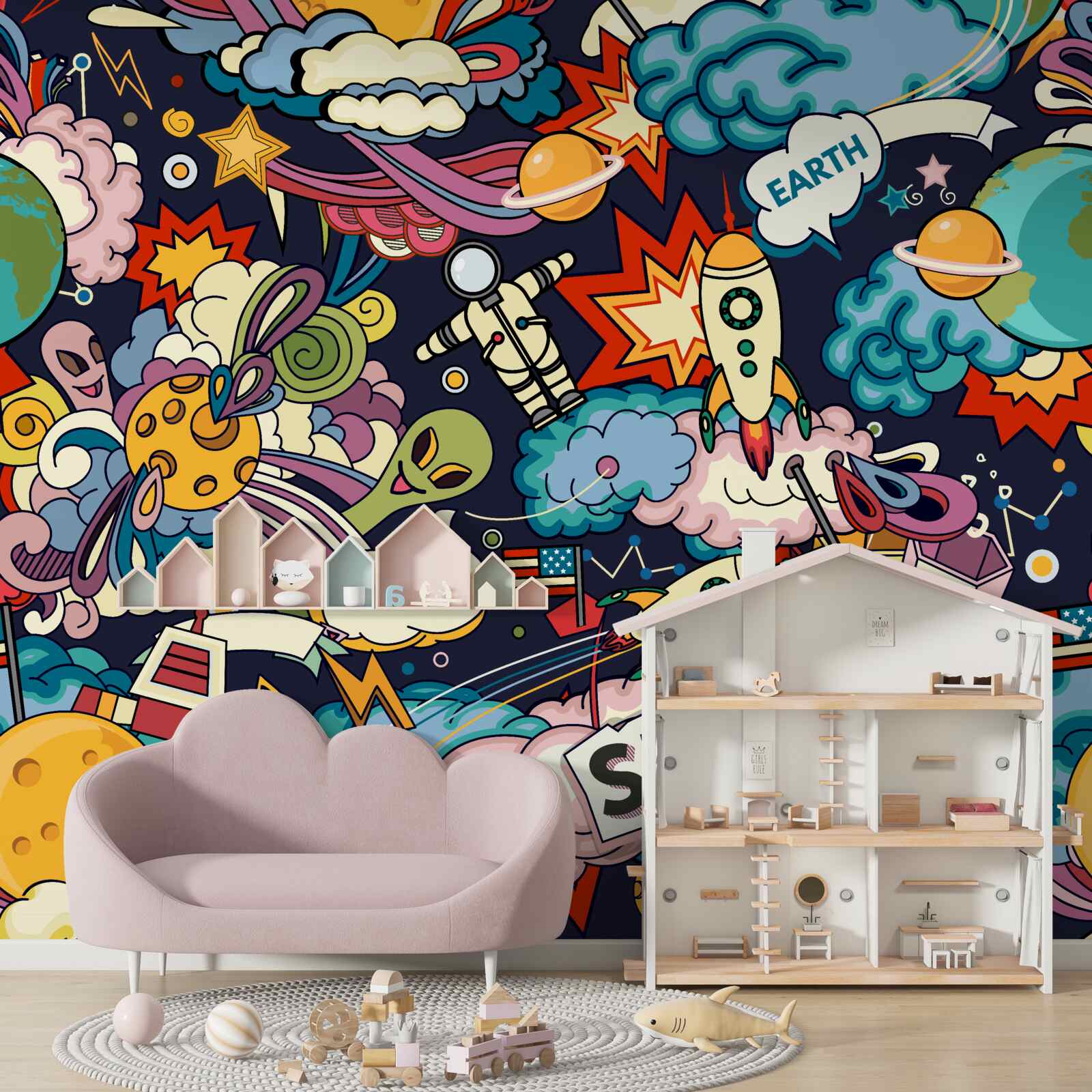 Papier peint graffitis colorés et lumineux