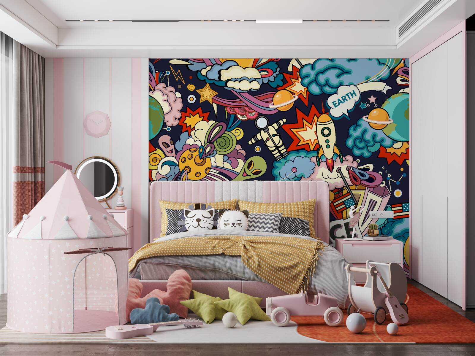 Papier peint graffitis colorés et lumineux