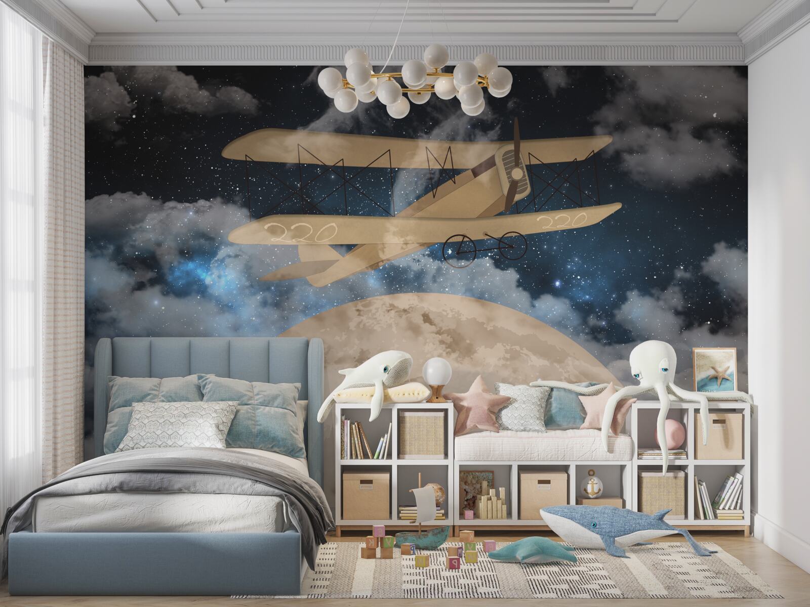 Papier peint avion à hélice dans les airs