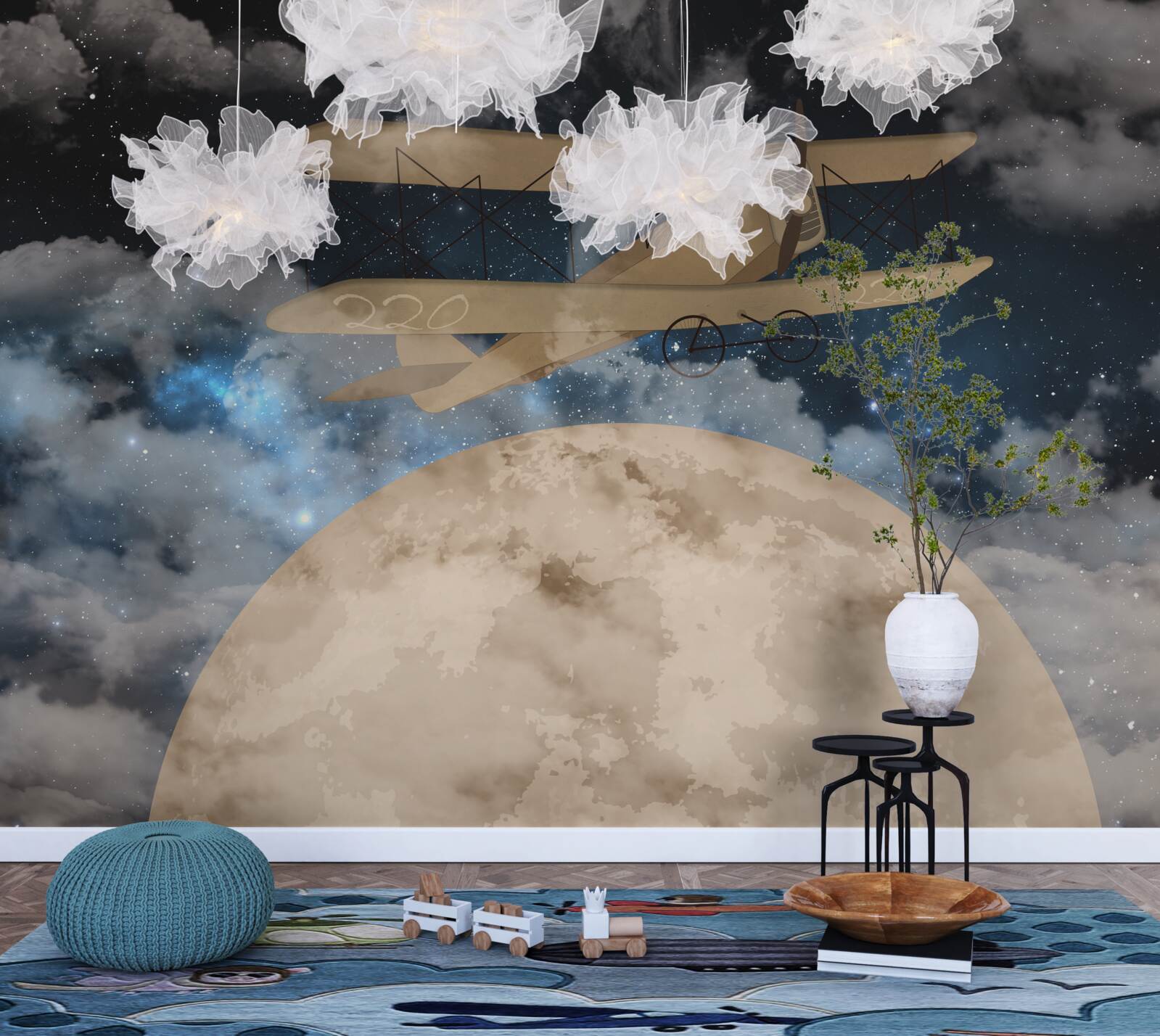 Papier peint avion à hélice dans les airs