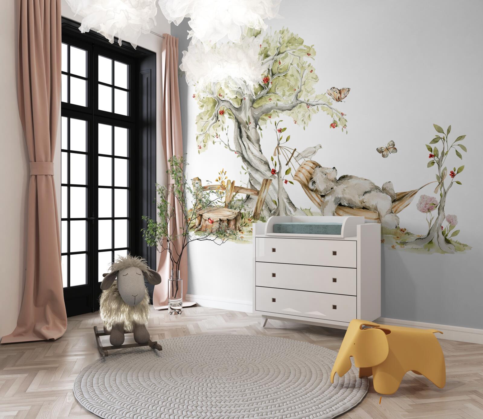 Papier peint un ours se détend sur un hamac