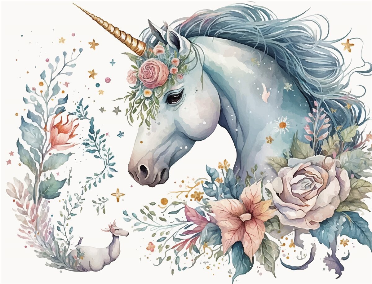 Papier peint licorne florale
