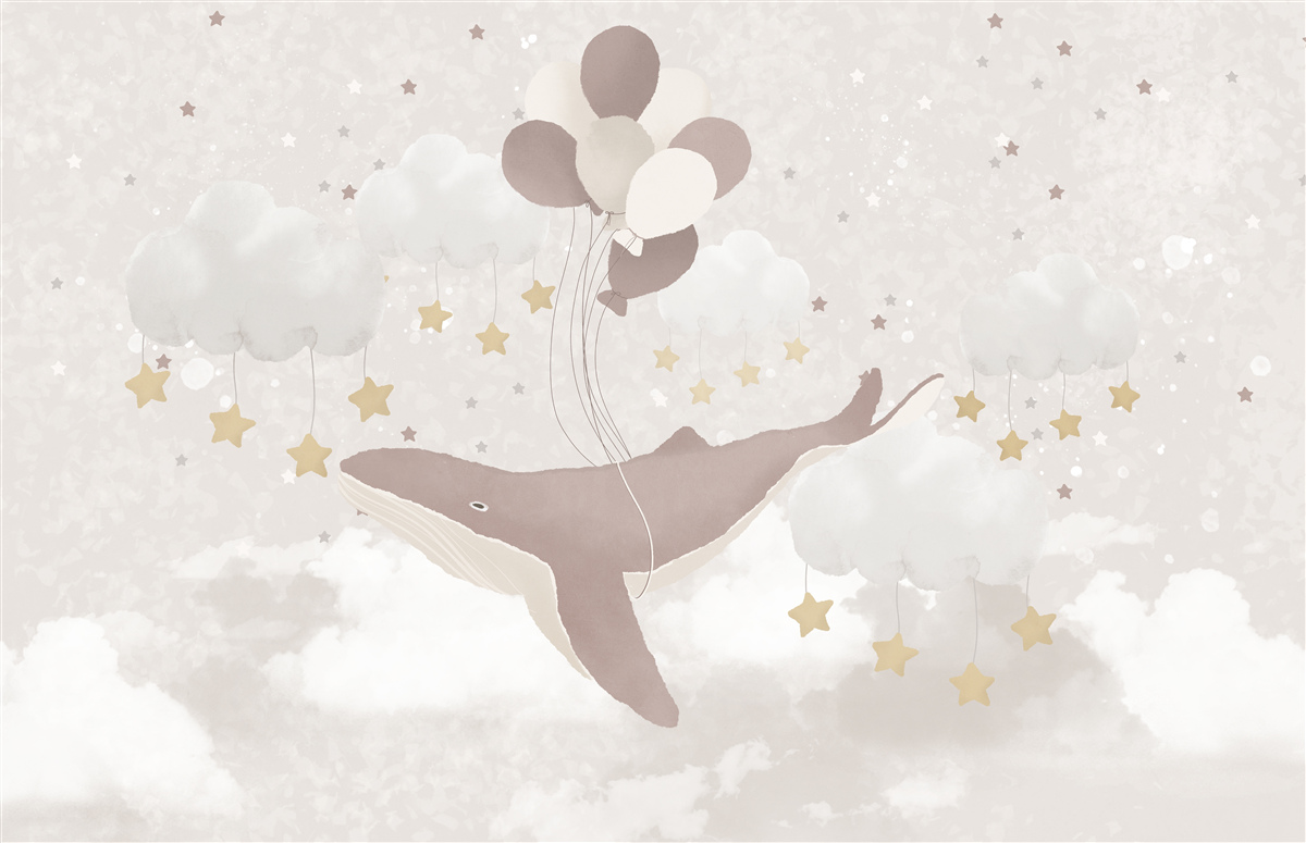 Papier peint Le cachalot flotte sur des ballons