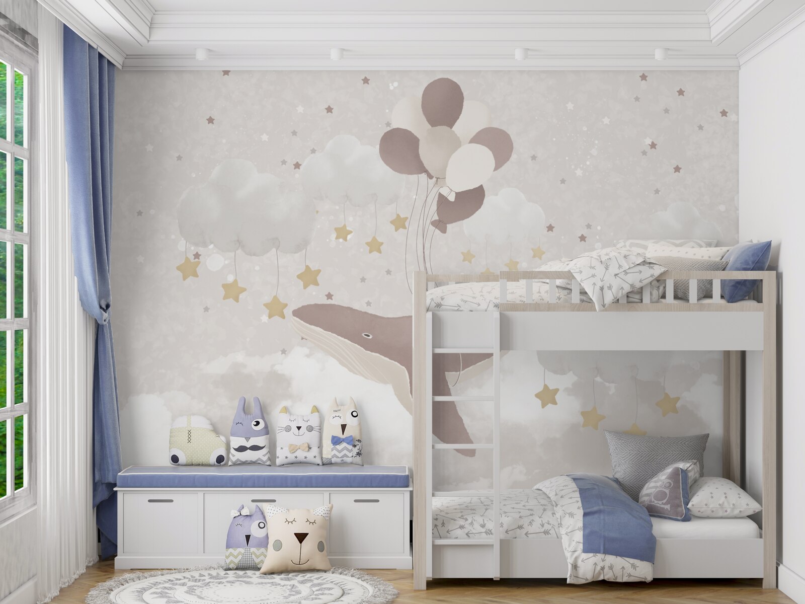 Papier peint Le cachalot flotte sur des ballons