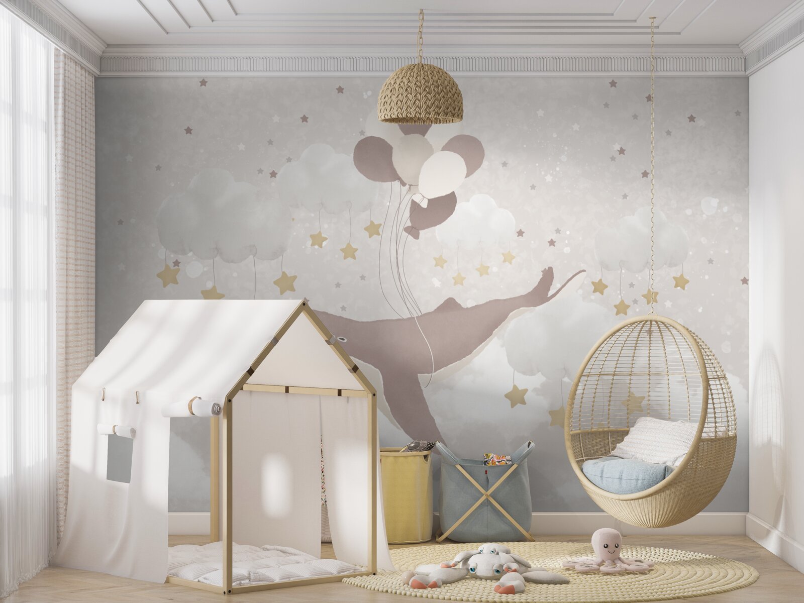 Papier peint Le cachalot flotte sur des ballons