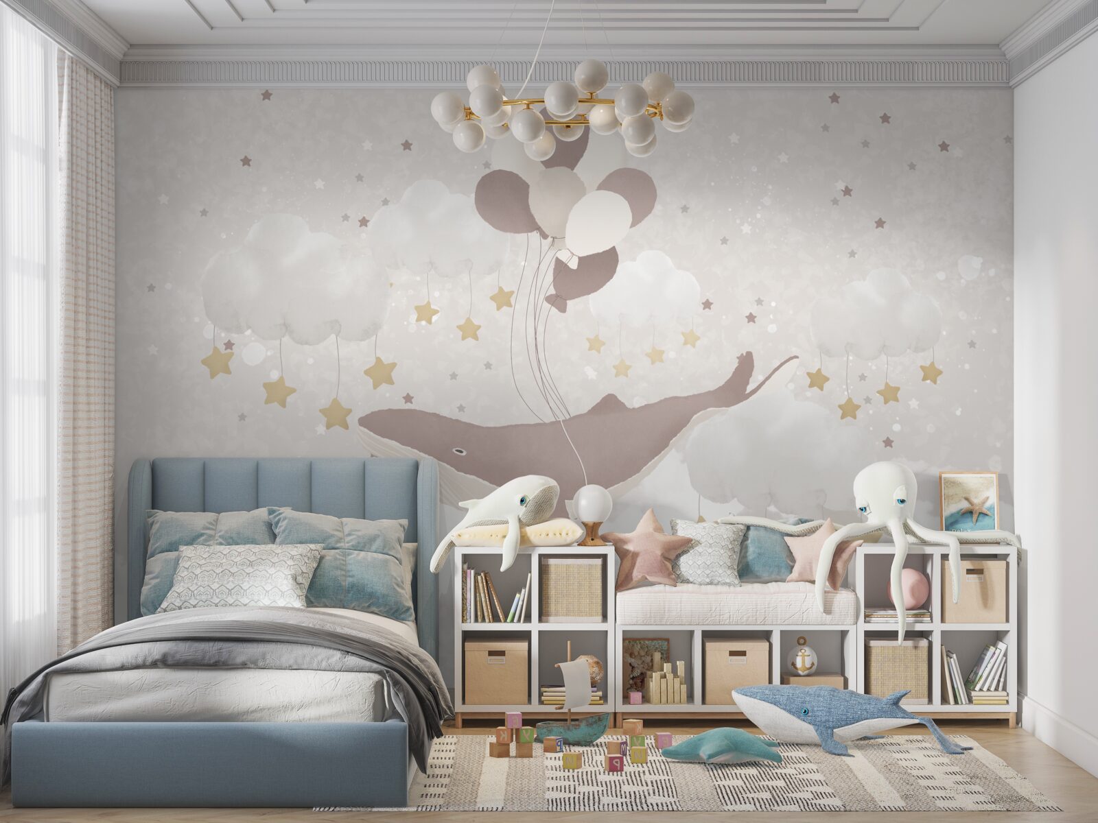Papier peint Le cachalot flotte sur des ballons
