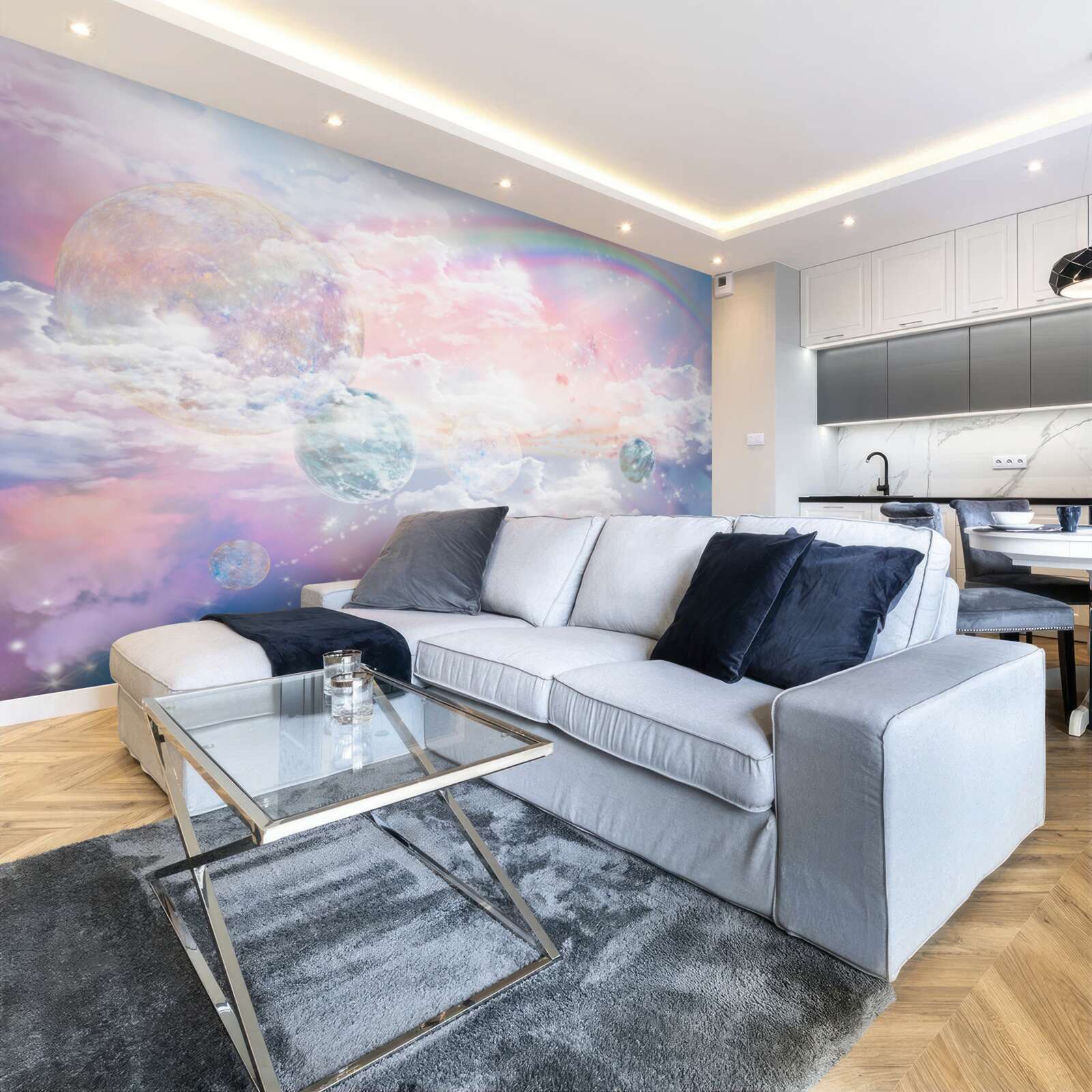 Papier peint un ciel plein de romantisme et d'arcs-en-ciel