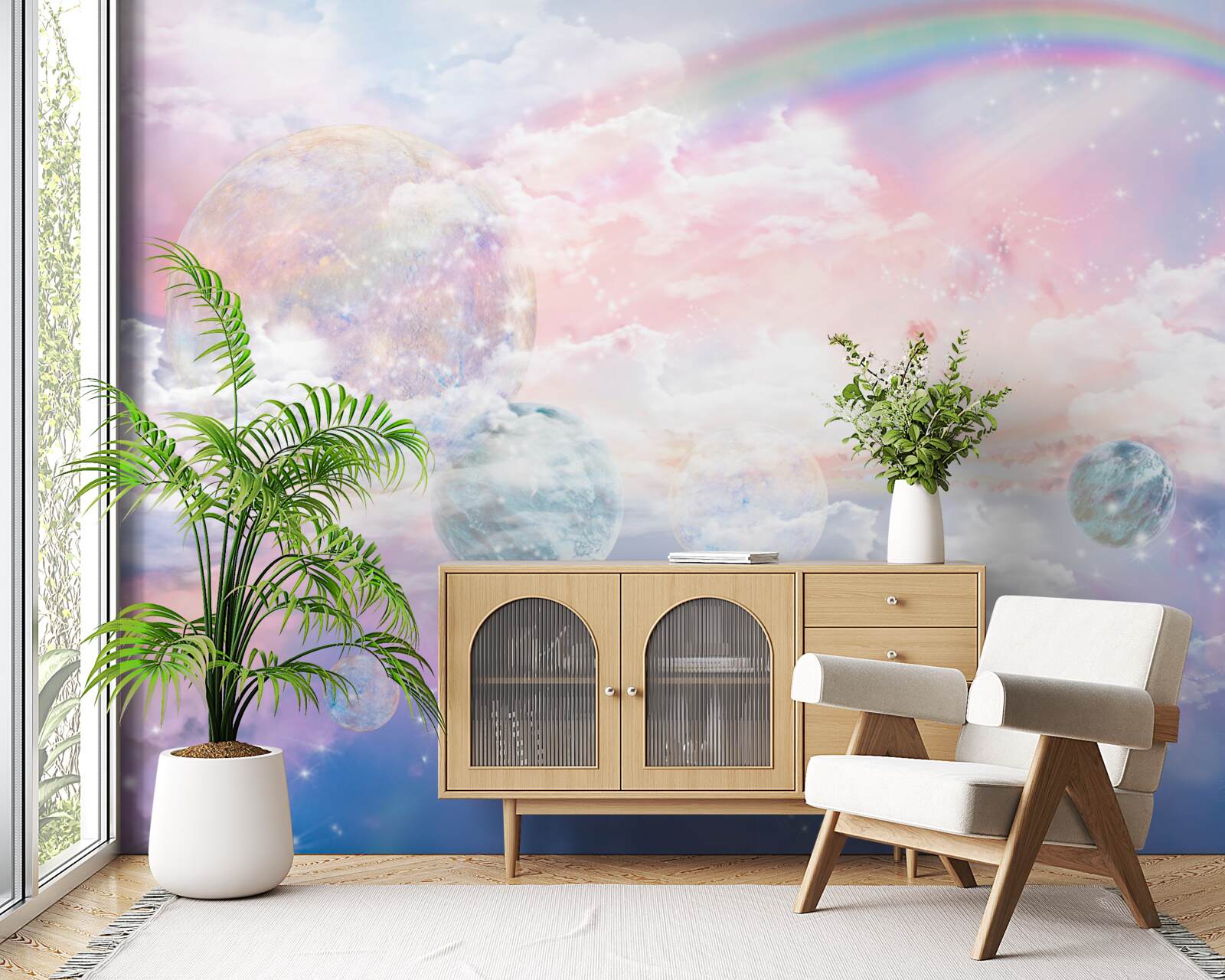 Papier peint un ciel plein de romantisme et d'arcs-en-ciel