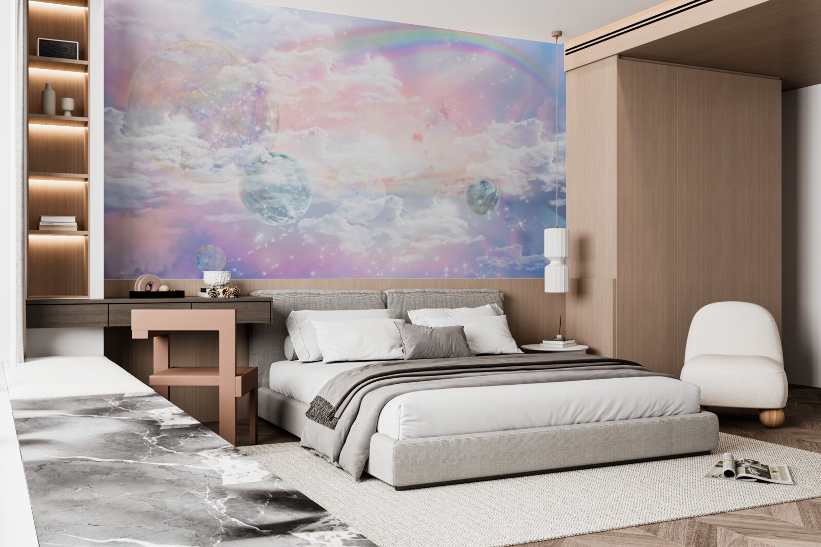 Papier peint un ciel plein de romantisme et d'arcs-en-ciel