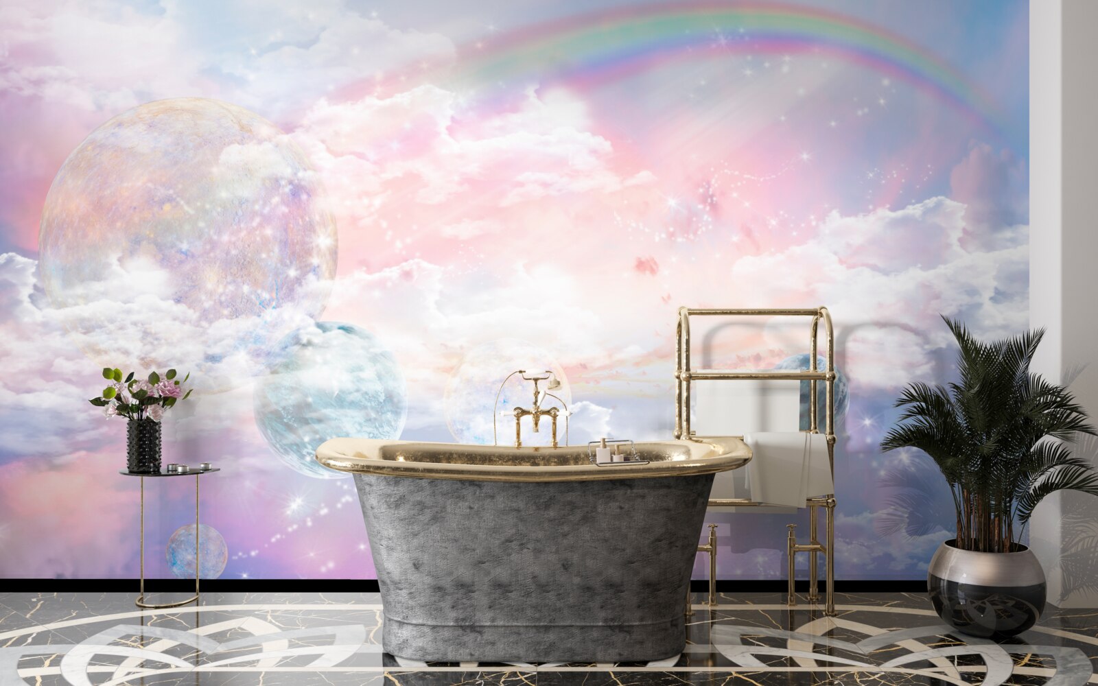 Papier peint un ciel plein de romantisme et d'arcs-en-ciel