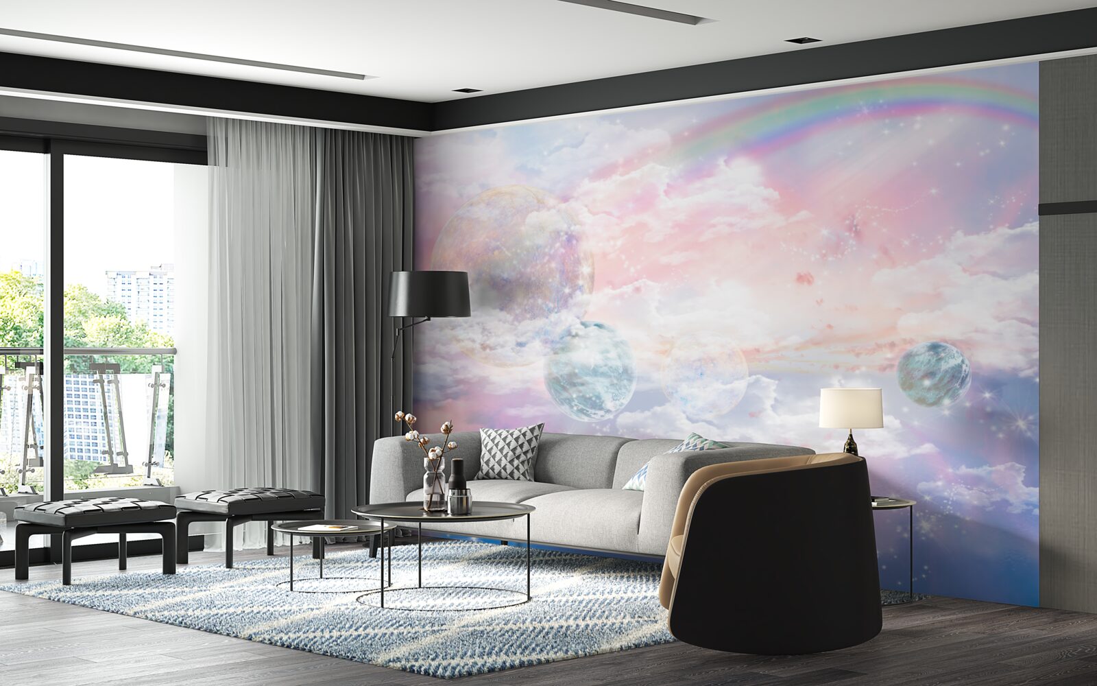 Papier peint un ciel plein de romantisme et d'arcs-en-ciel