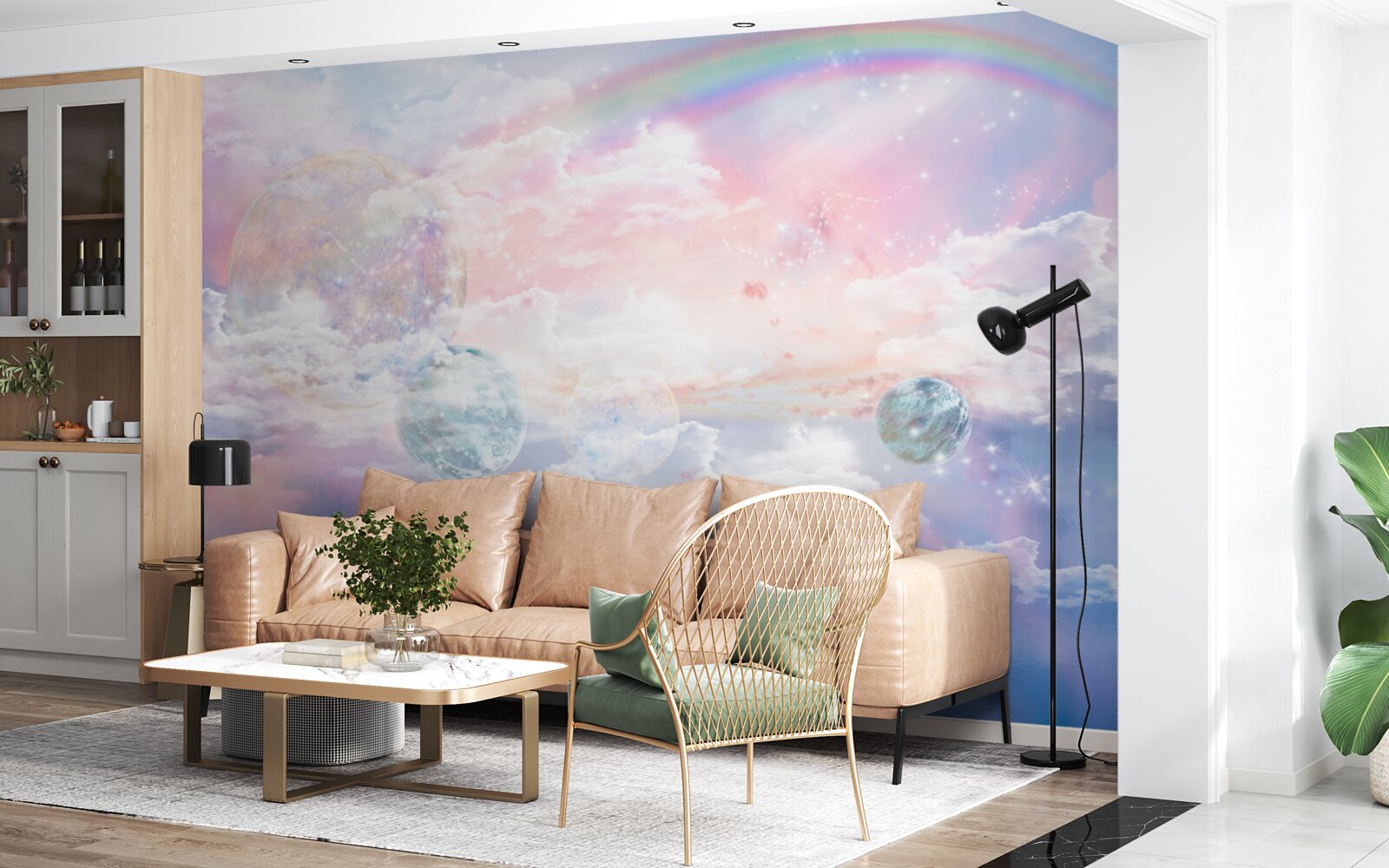 Papier peint un ciel plein de romantisme et d'arcs-en-ciel