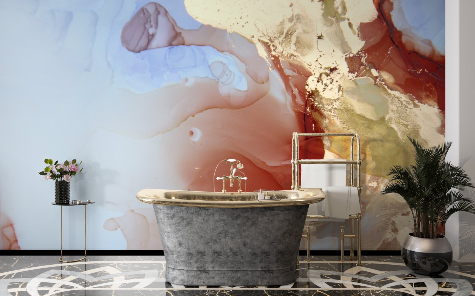 Papier peint gouttes de peinture multicolores