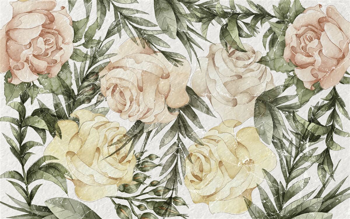 Papier peint roses de couleur vive