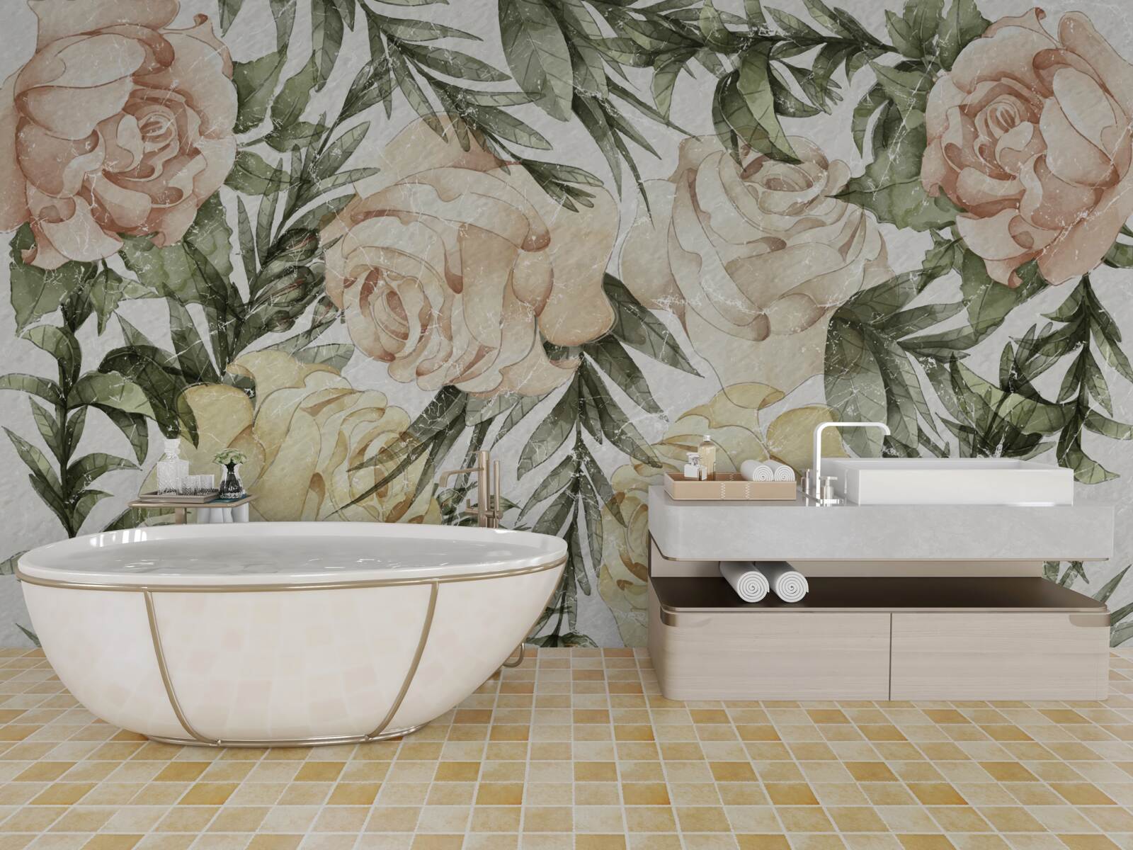 Papier peint roses de couleur vive