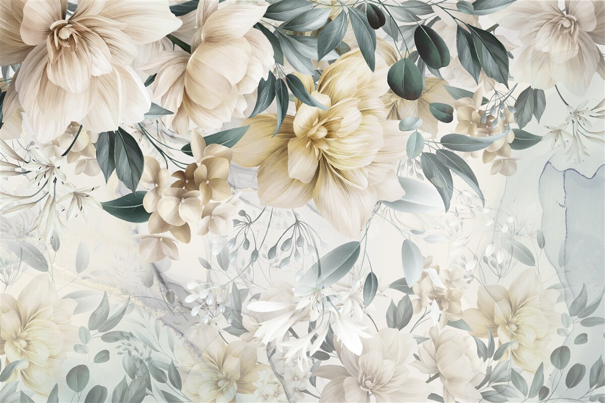 Papier peint des fleurs aux teintes délicates