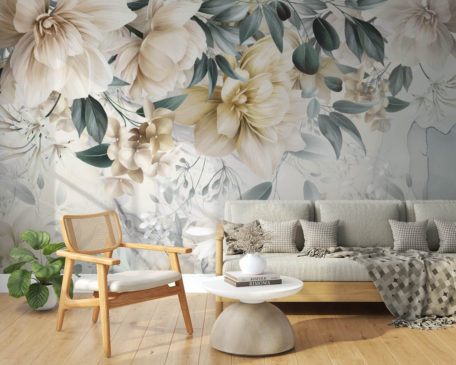 Papier peint des fleurs aux teintes délicates